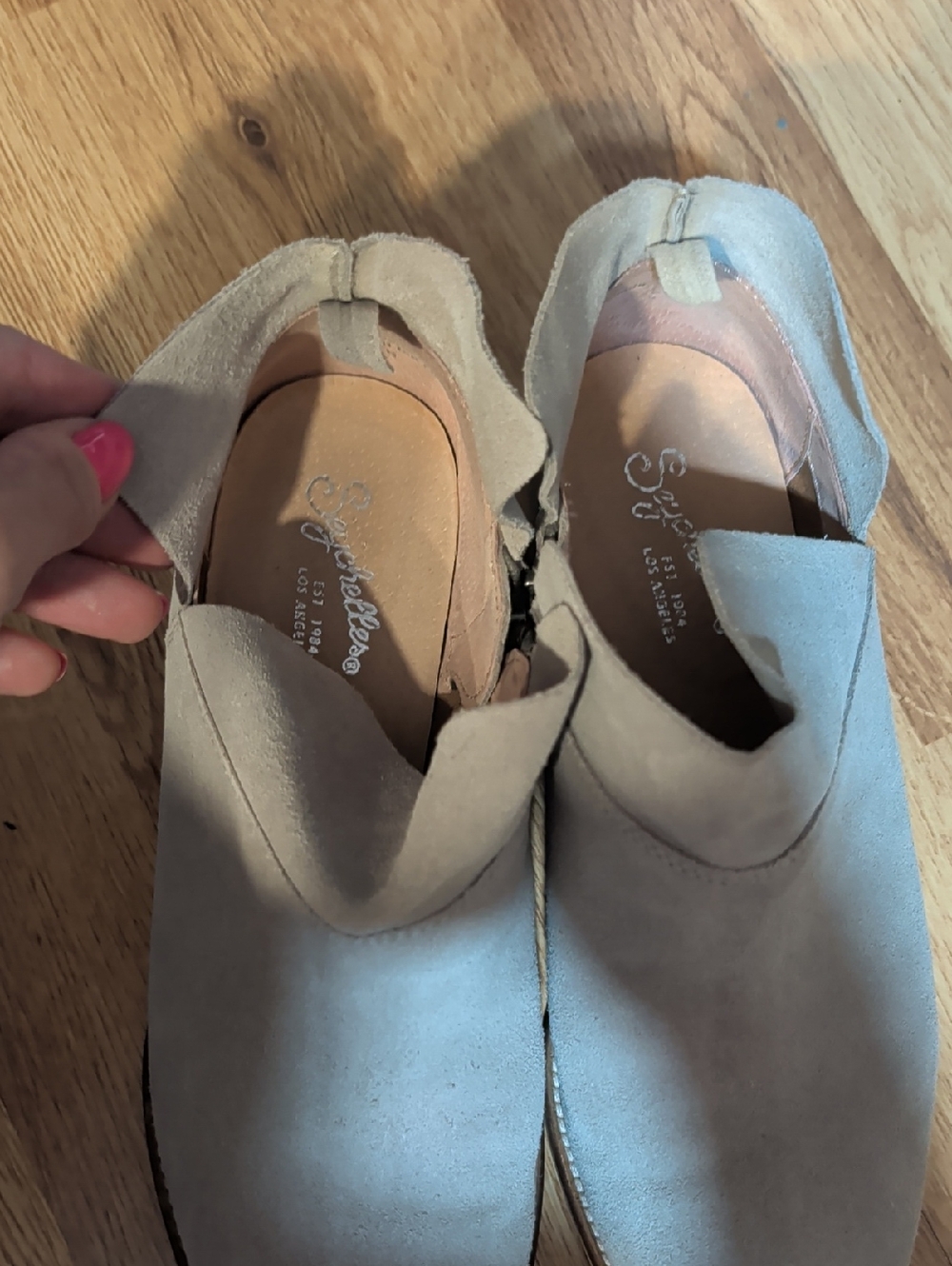 Women's Taupe Suede Slip-On Booties